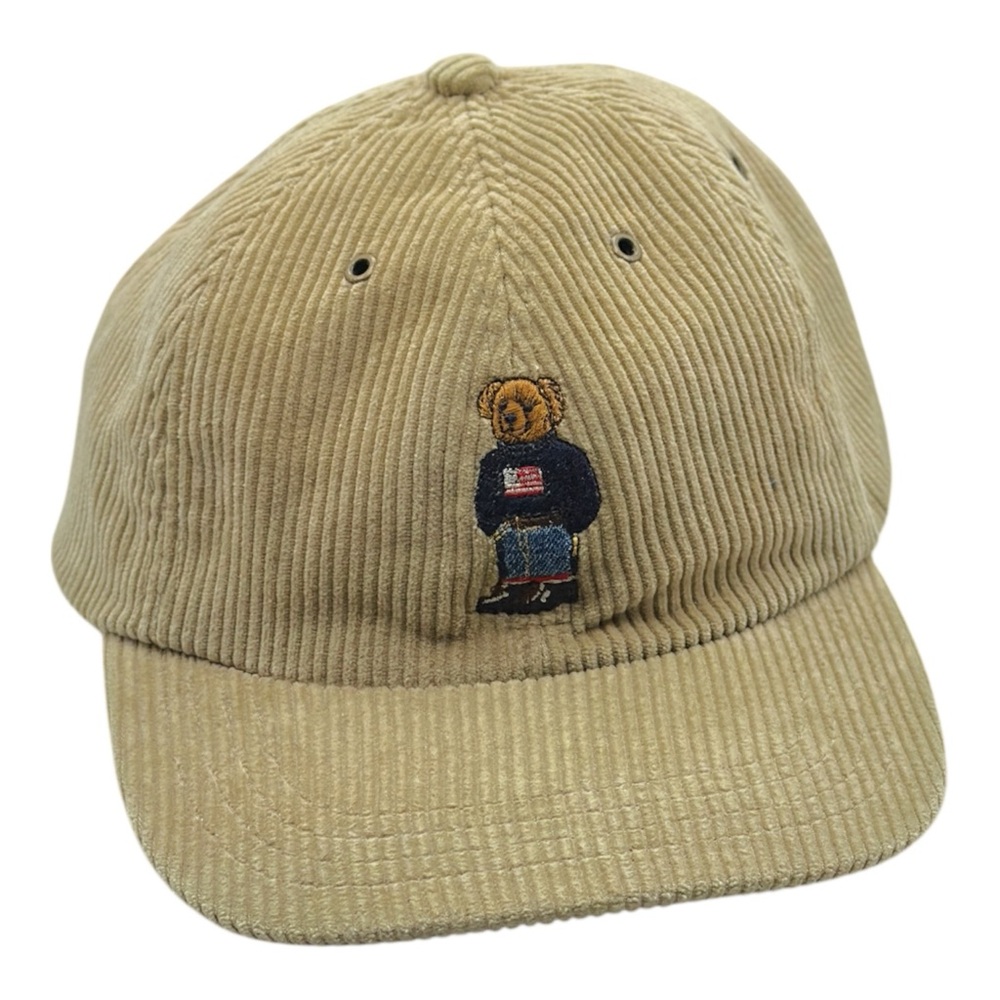 Vintage Polo Ralph Lauren Cap Corduroy Bear Limited Edition Polo Bear Design Tan